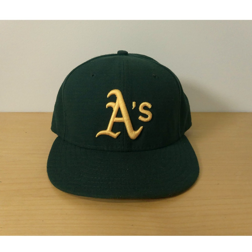 Oakland Athletics New Era 59FIFTY Hat Mens 7 1/8 Green Gold MLB On Field Cap